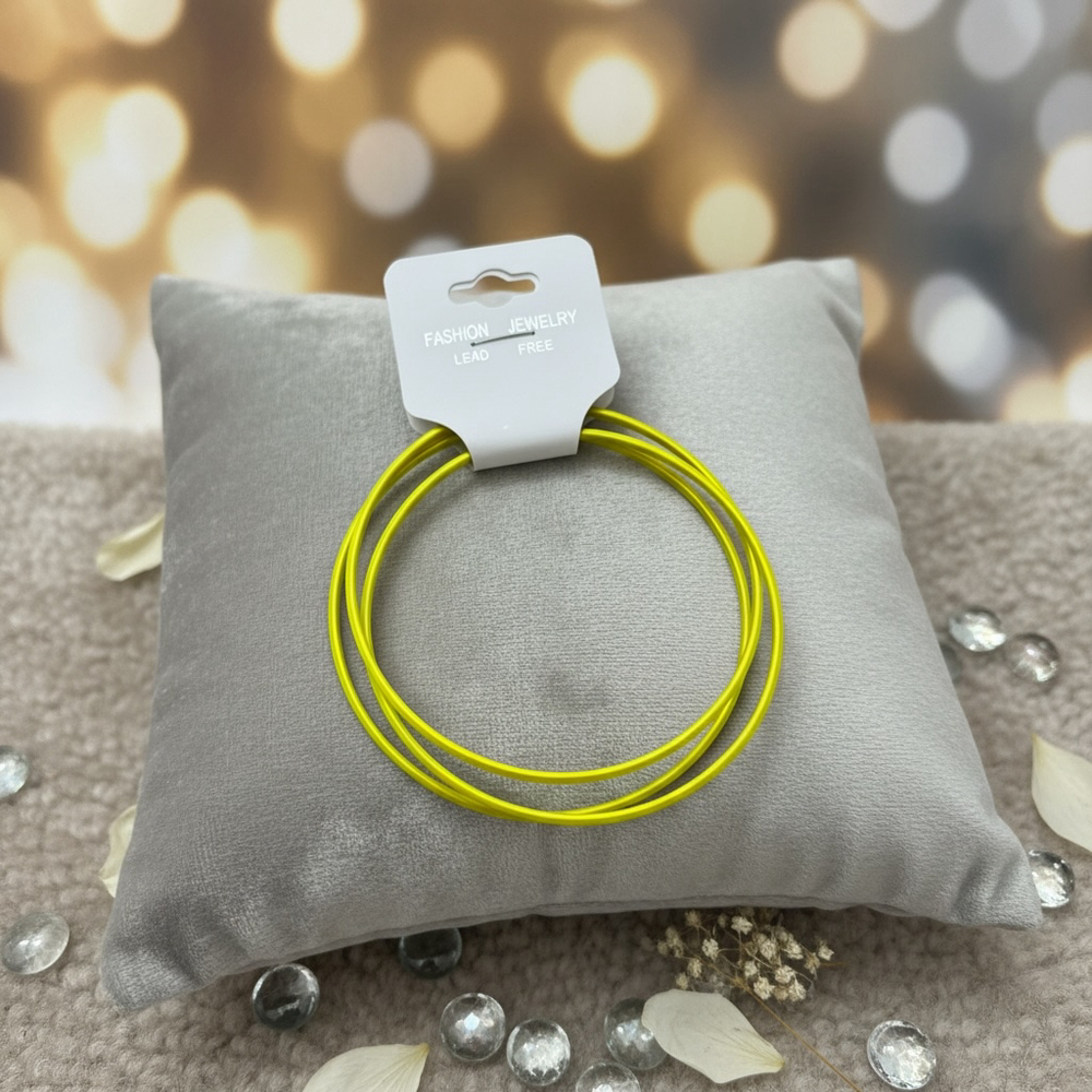 Neon Yellow Bangle Bracelet Set Lead Free Fashion Jewelry